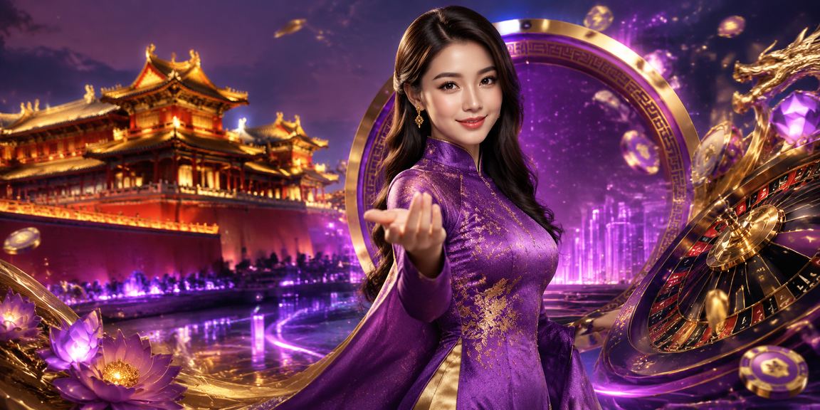 Thiếu nữ áo dài Huế tươi vui bên nền sôi động của hoạt động cá cược trực tuyến